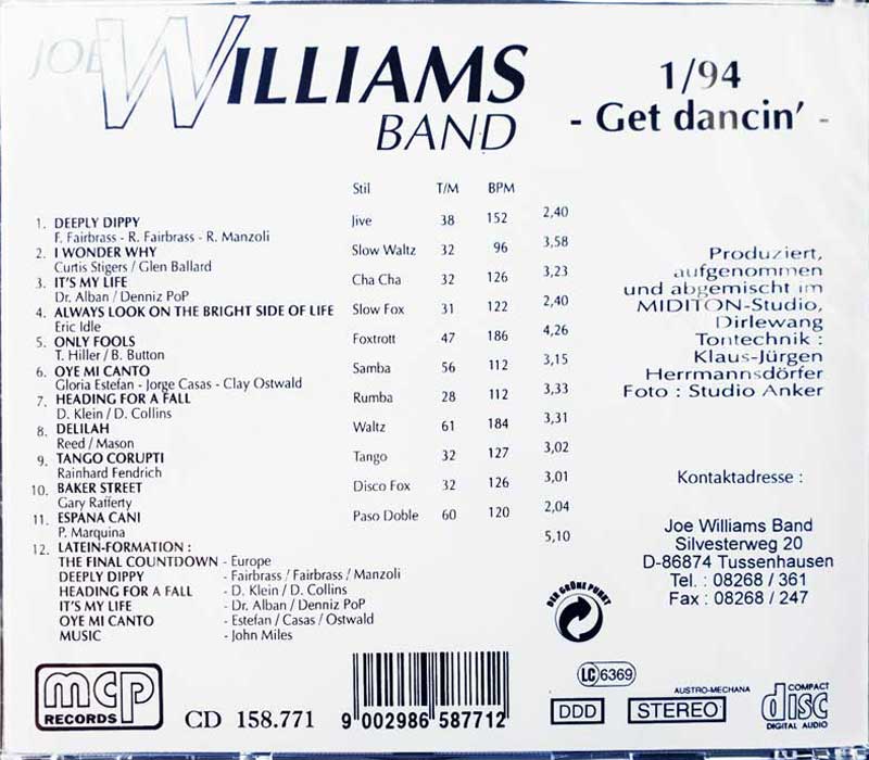 1/94 get dancin Album der joe williams band Titel
